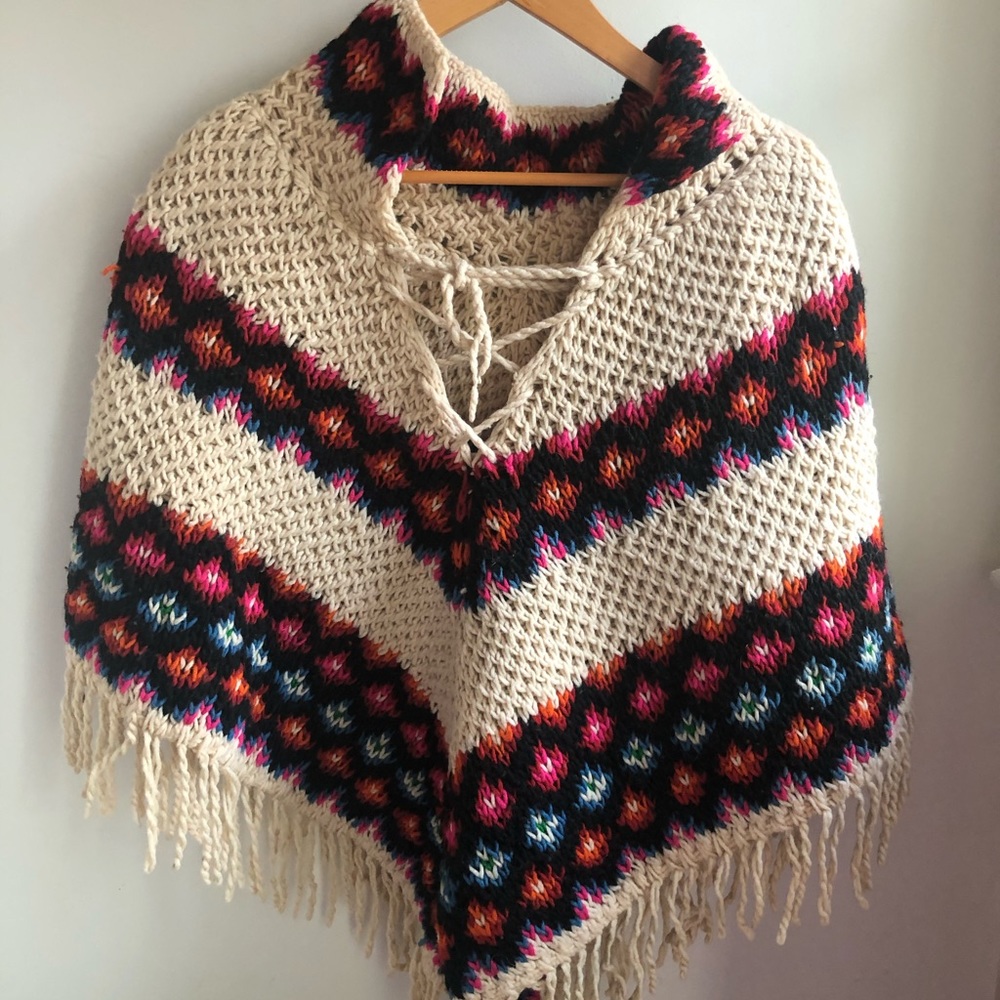Handmade Vintage Bohemian Knit Poncho